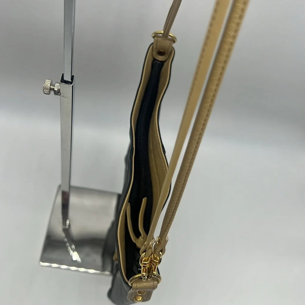Kitamura Vintage Black/Tan/Gold Leather Crossbody